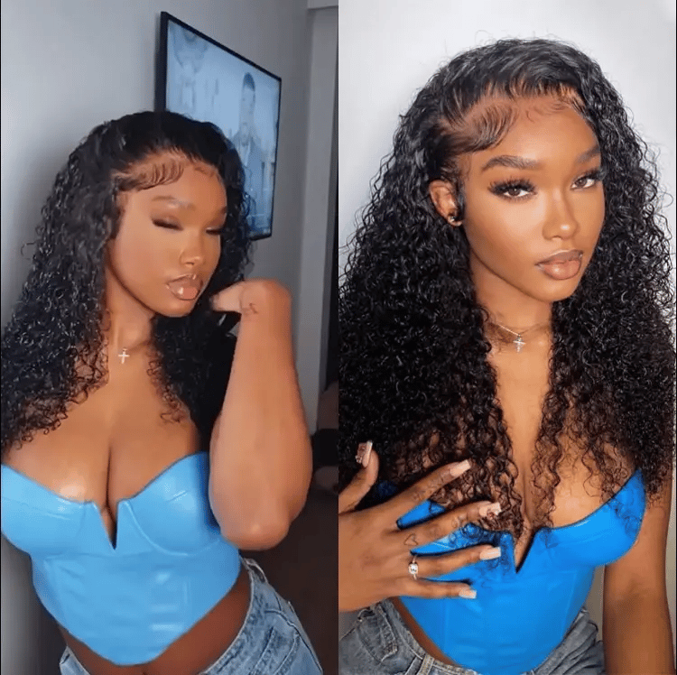 PreMax 180% / 250% Density Water Wave Glueless Flexi-Fit Drawstring 13x4 Frontal Lace Fluffy Curly Wig Pre-Cut Lace